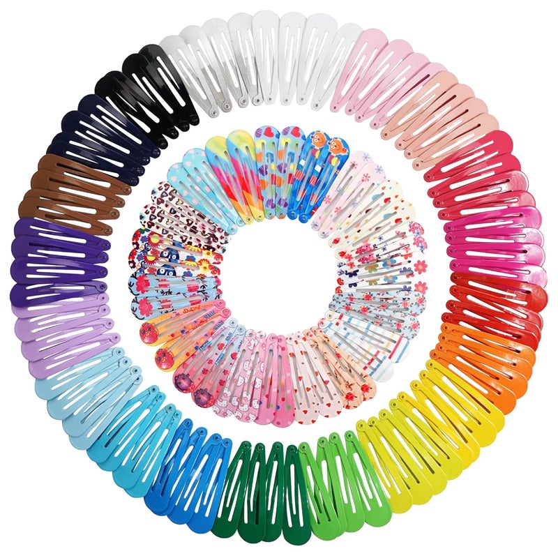 Clips for Hair 120 Pcs 2 Inch Metal Barrettes Snap Hair Clips for Girls Kids Teens Women Cute Candy Color Hair Pins for Birthday Party Gift 40 Assorted Colors Pattern Print  Solid Color