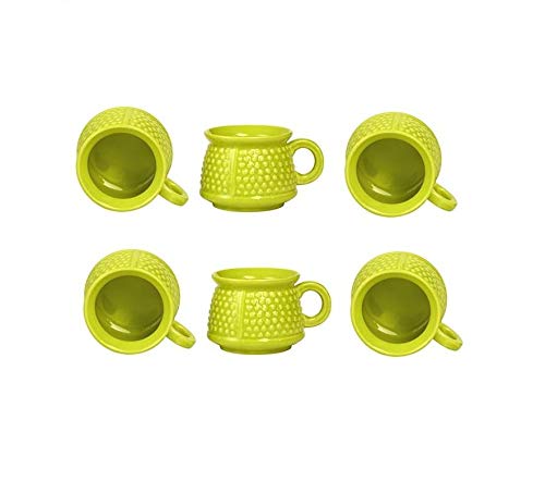 Caffeine Ceramic Handmade Green Cum Yellow Neon Bubble Tea Cup Set of 6 - Image 3