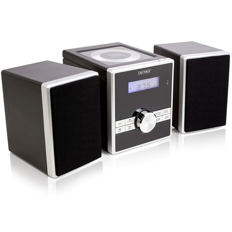 Denver Mini HiFi System CD Player For Home With Speakers - CD Micro System Mains Operated with FM Radio, Clock Radio Alarm, Snooze & Sleep, AUX IN, Remote Control – MCA-230 - Image 1