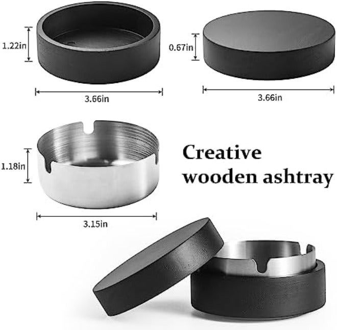 DDAJJAJ Cute Ashtrays for Cigarettes Ash Tray with Lid Wooden Ashtray with Stainless Steel Portable Decorative Ashtray Windproof Ashtray for  Home,Patio,Office,Outdoors,Indoor,Parties - Image 5