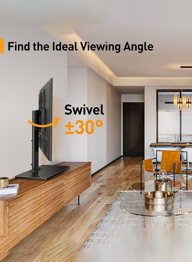 Arabest TV Stand for 32 to 60 inch TVs - Adjustable Height Swivel TV Stand with Tempered Glass Base, Maximum VESA 400x400mm, 40kg Capacity - Image 2