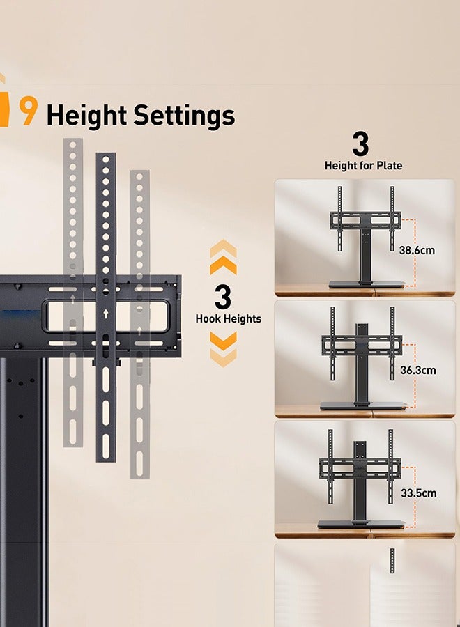 Arabest TV Stand for 32 to 60 inch TVs - Adjustable Height Swivel TV Stand with Tempered Glass Base, Maximum VESA 400x400mm, 40kg Capacity - Image 5