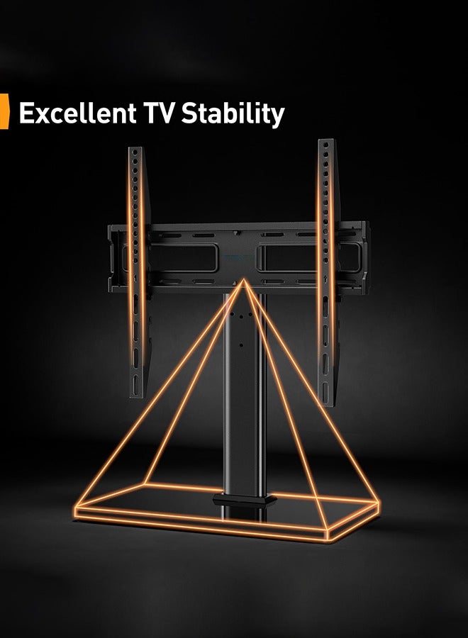 Arabest TV Stand for 32 to 60 inch TVs - Adjustable Height Swivel TV Stand with Tempered Glass Base, Maximum VESA 400x400mm, 40kg Capacity - Image 4