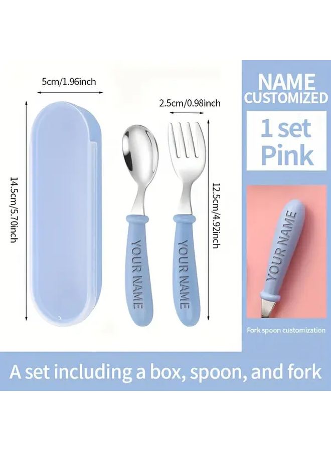 Sky Blue Custom Engraved Stainless Steel Cutlery Set With Short Handles - Image 4