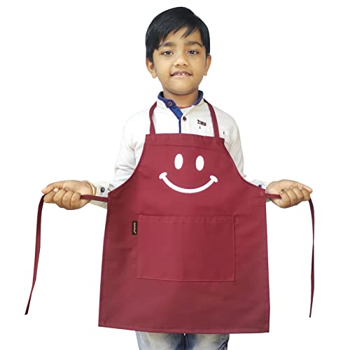 Switchon Polyester Waterproof Adjustable Kids Multi purpose Apron and chef cap School Apron - for 3 years to 6.5 years (Maroon) - Image 2