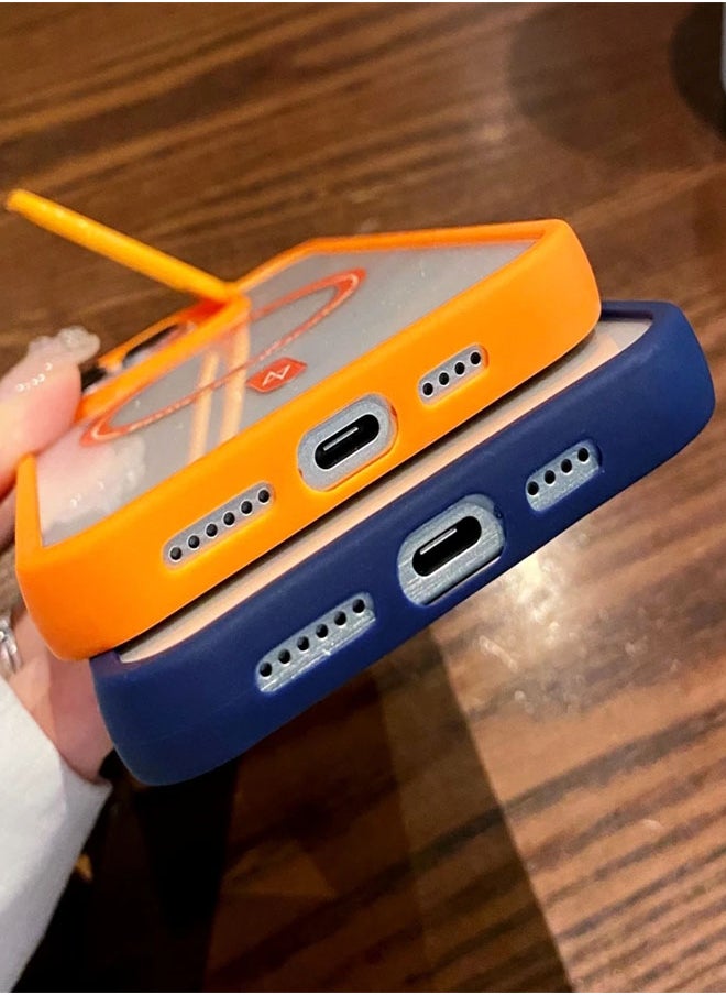 ماركة غير محددة - جراب ايفون XS Max شفاف مغناطيسي ويدعم الشحن ماجسيف مع ستاند عدسة كاميرا معدني فاخر لهاتف iPhone XS Max - أزرق - Image 1