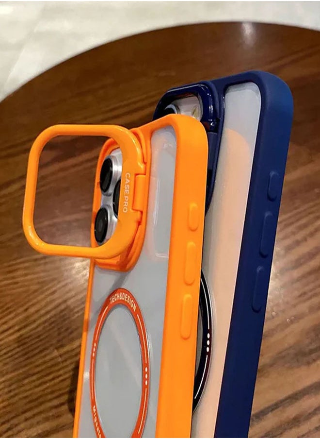 ماركة غير محددة - جراب ايفون XS Max شفاف مغناطيسي ويدعم الشحن ماجسيف مع ستاند عدسة كاميرا معدني فاخر لهاتف iPhone XS Max - أزرق - Image 1