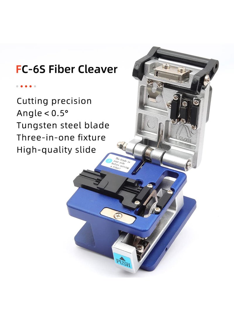 FC-6S FC-6S FTTH Fiber Optic Cold Connection Assembly Termination Tools Kit Bag with Visual Fault Locator Fiber Cleaver SC FC Connector Optical Power Meter Finder Cable Tester Stripper Tool Dust Free Paper  - Image 4
