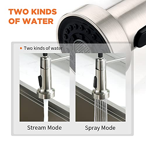 OWOFAN Kitchen Faucet, Kitchen Faucets with Pull Down Sprayer Sus304 Stainless Steel Industrial Single Handle One Hole Faucet for Farmhouse Camper Laundry Utility Rv Wet Bar Sinks Bushed Nickel 866082SN - Image 3