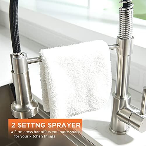 OWOFAN Kitchen Faucet, Kitchen Faucets with Pull Down Sprayer Sus304 Stainless Steel Industrial Single Handle One Hole Faucet for Farmhouse Camper Laundry Utility Rv Wet Bar Sinks Bushed Nickel 866082SN - Image 5