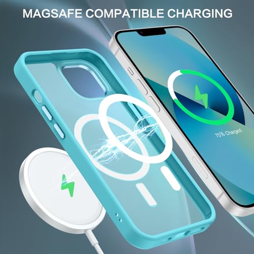 BENTOBEN Magnetic for iPhone 13 Case & iPhone 14 Case [Compatible with Magsafe] Translucent Matte Phone Case iPhone 13/14 Slim Shockproof Women Men Protective Cover for iPhone 13/14 6.1", Lake Blue - Image 4