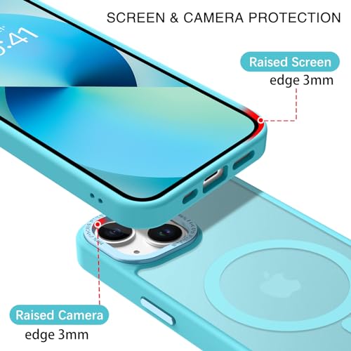 BENTOBEN Magnetic for iPhone 13 Case & iPhone 14 Case [Compatible with Magsafe] Translucent Matte Phone Case iPhone 13/14 Slim Shockproof Women Men Protective Cover for iPhone 13/14 6.1", Lake Blue - Image 5