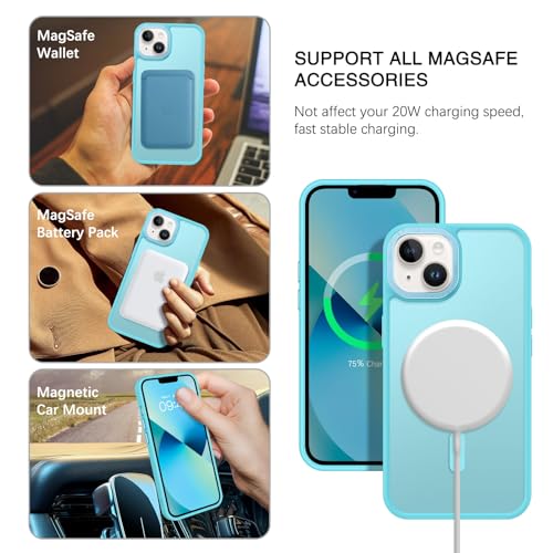 BENTOBEN Magnetic for iPhone 13 Case & iPhone 14 Case [Compatible with Magsafe] Translucent Matte Phone Case iPhone 13/14 Slim Shockproof Women Men Protective Cover for iPhone 13/14 6.1", Lake Blue - Image 2