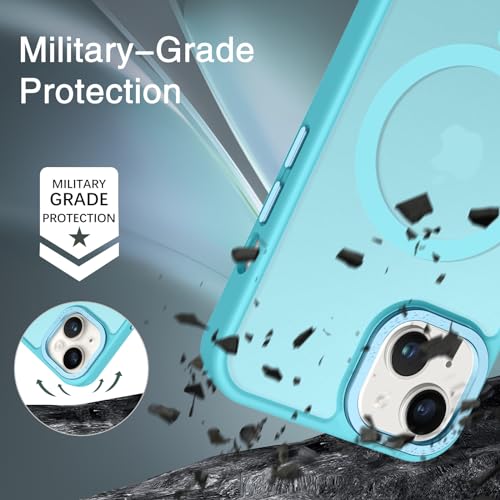 BENTOBEN Magnetic for iPhone 13 Case & iPhone 14 Case [Compatible with Magsafe] Translucent Matte Phone Case iPhone 13/14 Slim Shockproof Women Men Protective Cover for iPhone 13/14 6.1", Lake Blue - Image 3