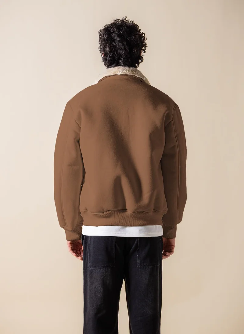 SHAPES SUEDE FAUX FUR ZIP-UP JACKET