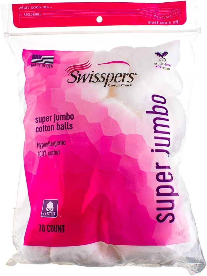 Swisspers Super Jumbo Cotton Balls, 100% Cotton, 70 ea (Pack of 4) - Image 2