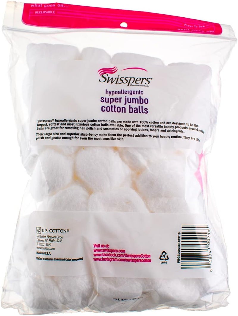 Swisspers Super Jumbo Cotton Balls, 100% Cotton, 70 ea (Pack of 4) - Image 3