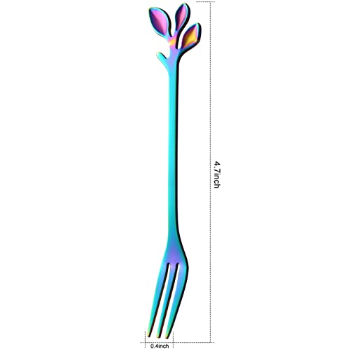 AnSaw 10-Piece Rainbow Mini Leaf Dessert Forks Set - 4.7" Elegant Stainless Steel Fruit, Appetizer, Cake & Salad Forks - Perfect for Cocktail Parties & Home Use - Image 2