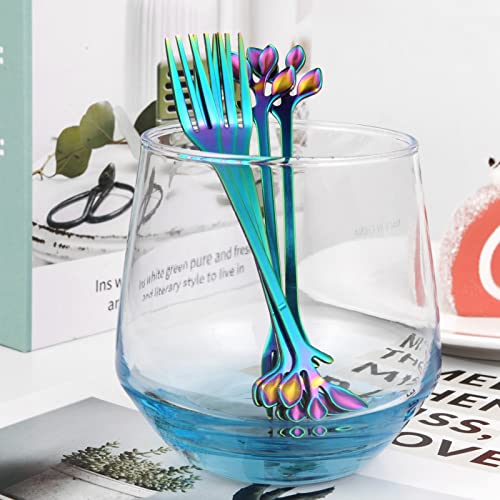 AnSaw 10-Piece Rainbow Mini Leaf Dessert Forks Set - 4.7" Elegant Stainless Steel Fruit, Appetizer, Cake & Salad Forks - Perfect for Cocktail Parties & Home Use - Image 3
