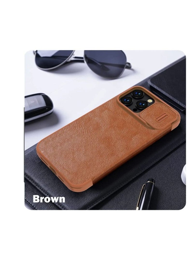Nillkin iPhone 14 Pro Max Wallet Case with Card Holder & Slide Camera Cover PU Leather Flip Case Durable Shockproof Cover for iPhone 14 Pro Max Phone Case 6.7 Inch Brown - Image 5