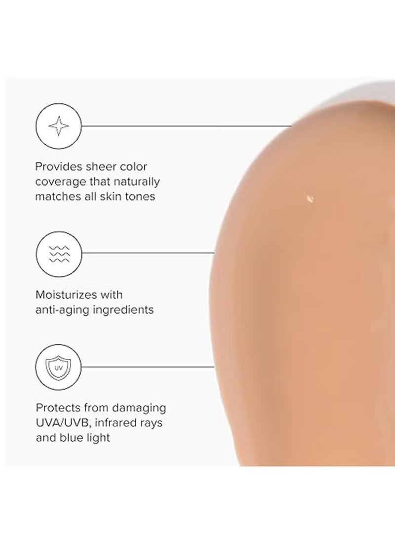 DRMTLGY Anti-Aging Tinted Moisturizer with SPF 46. Universal Tint. All-In-One Light Coverage Sheer Tinted Face Sunscreen with Broad Spectrum Protection Against UVA and UVB Rays. 1.7 oz