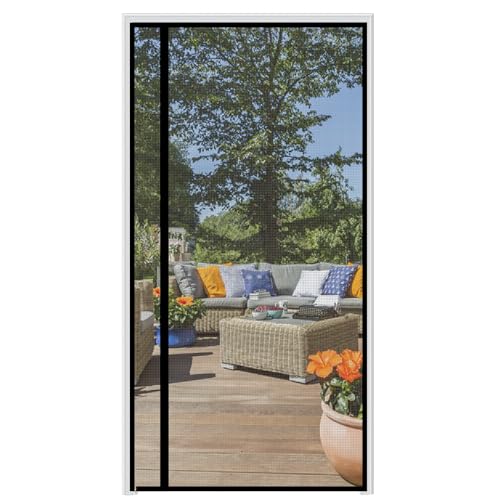 wohomzy Magnetic Screen Door Fits Door Size 38" x 83", Screen Size 40" x 84", Reversible Left Right Side Opening,Top Middle Anti-Tearing Mesh Net Curtain with Magnet,Black - Image 1