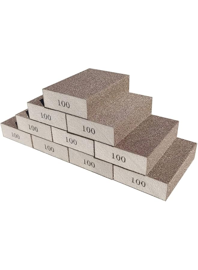 KASTWAVE 10 Pack 100 Grit Sanding Sponge Washable And Re Ble Sanding Blocks Great For Pot Brush Pan Brush Sponge Brush Glasses Sanding Wood Sanding Metal Sanding 100 Grit 10 Pack - Image 1