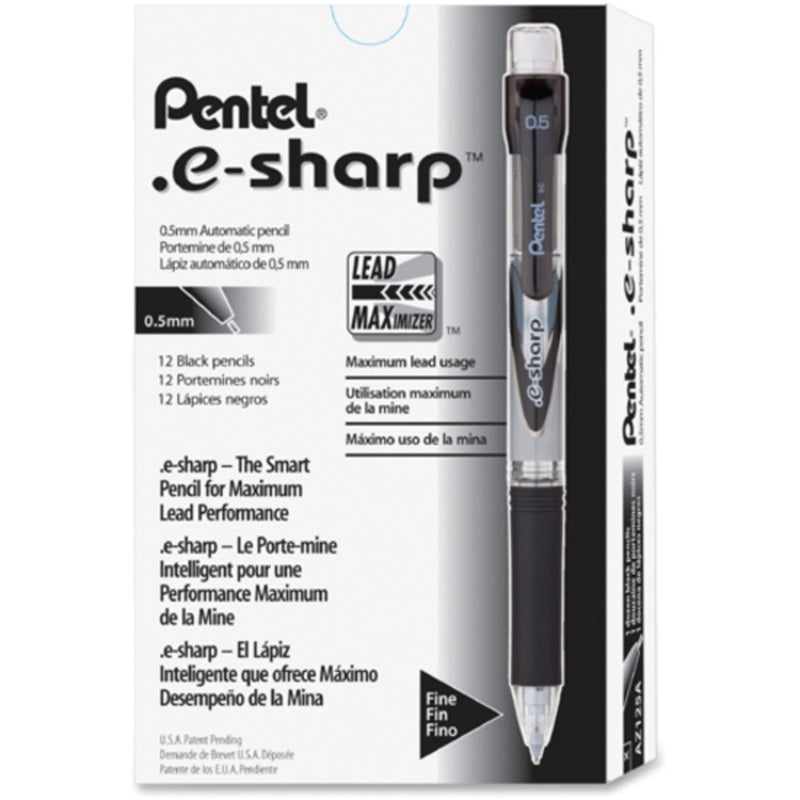 Pentel® e-Sharp™ Mechanical Pencils, 0.5 mm, 72% Recycled, Black, Pack Of 12 - Image 5