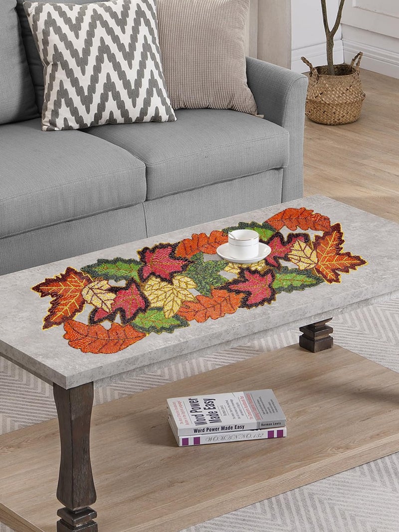 AIVIK Premium Handcrafted Beautiful Beaded Dinning Table Runner 1336 Multicolour Cutwork Desgin - Image 3