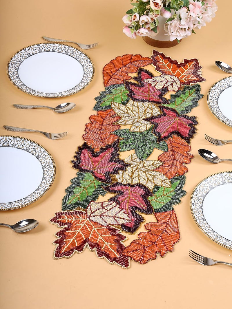 AIVIK Premium Handcrafted Beautiful Beaded Dinning Table Runner 1336 Multicolour Cutwork Desgin - Image 1