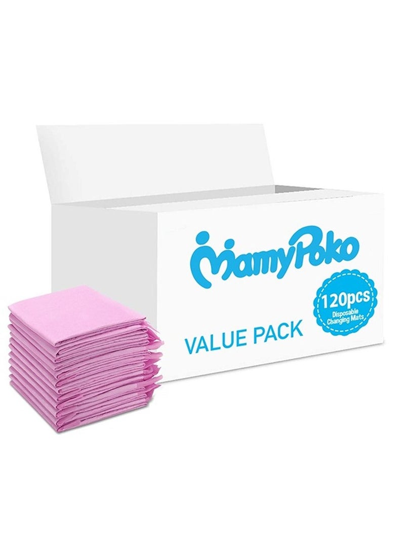 MamyPoko Disposable Changing Mats, 120 Counts, Soft Waterproof Mat, Portable Leak Proof Changing Mat, New Mom Leak-Proof Under pad, Mattress Table Protector Pad  - Image 1