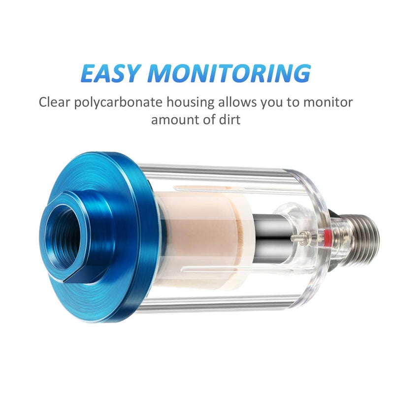 Mudder 3 Pcs Compressed Air Filter Water Oil Separator 1/4 Inch NPT Inlet and Outlet Airbrush Filter Moisture Separator for Air Line Compressor Fitting, 90 PSI - Image 2