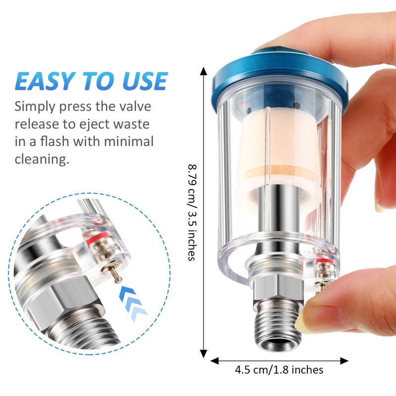 Mudder 3 Pcs Compressed Air Filter Water Oil Separator 1/4 Inch NPT Inlet and Outlet Airbrush Filter Moisture Separator for Air Line Compressor Fitting, 90 PSI - Image 3
