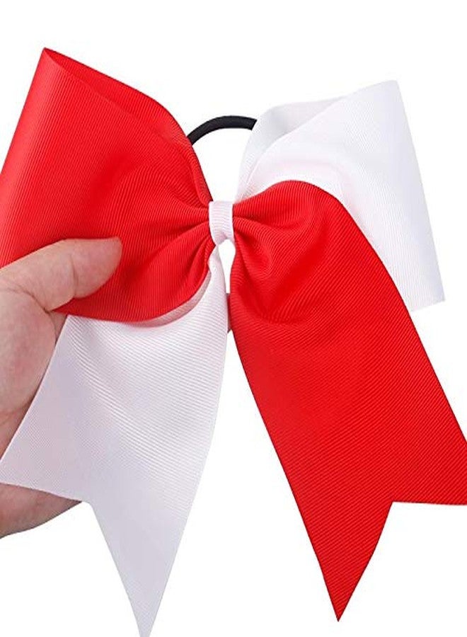 Hipcheer 20pcs 8" Large Red and White Cheer Bows for Girls, Hand-made Grosgrain Ribbon Hair Accessories for Teen Girls Softball Cheerleader Sports (Red/White (Pack of 20)) - Image 2