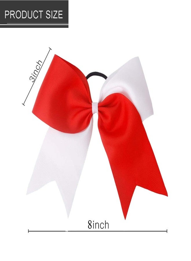 Hipcheer 20pcs 8" Large Red and White Cheer Bows for Girls, Hand-made Grosgrain Ribbon Hair Accessories for Teen Girls Softball Cheerleader Sports (Red/White (Pack of 20)) - Image 4