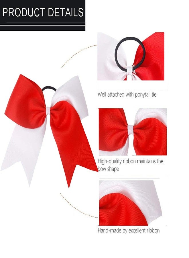 Hipcheer 20pcs 8" Large Red and White Cheer Bows for Girls, Hand-made Grosgrain Ribbon Hair Accessories for Teen Girls Softball Cheerleader Sports (Red/White (Pack of 20)) - Image 5