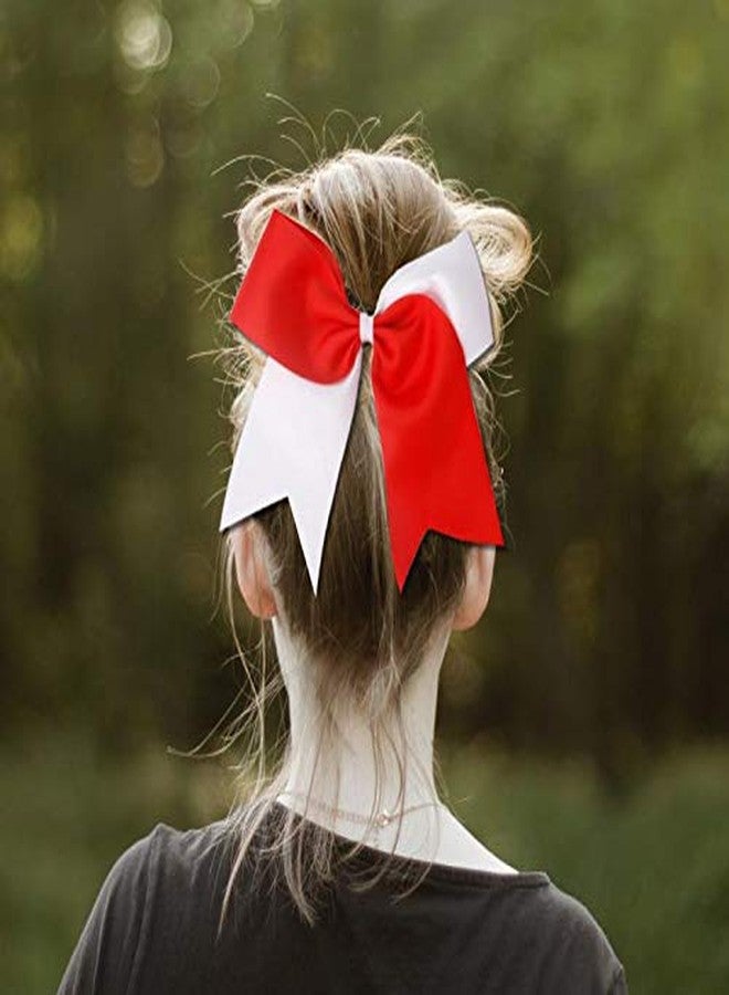 Hipcheer 20pcs 8" Large Red and White Cheer Bows for Girls, Hand-made Grosgrain Ribbon Hair Accessories for Teen Girls Softball Cheerleader Sports (Red/White (Pack of 20)) - Image 3