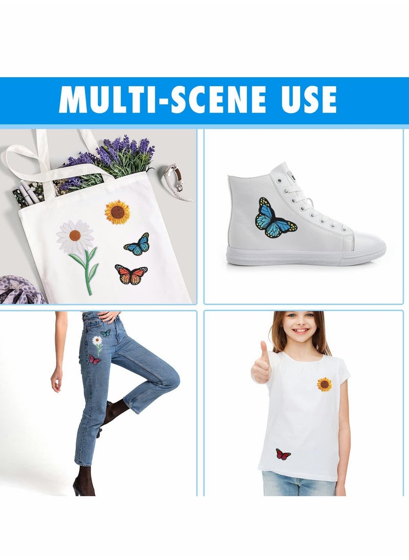 Excefore - Embroidered Iron on Patches, 36 Pcs Butterfly Sunflower Cute Sew On Applique Patches for Clothing - Image 1