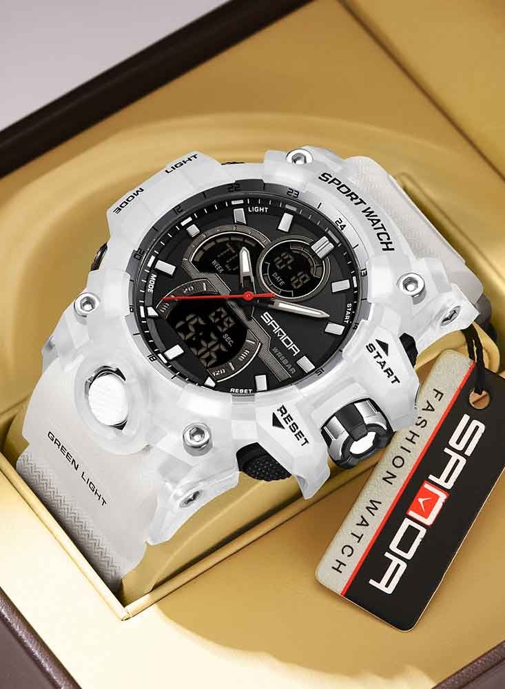 ساندا ساعة إلكترونية عصرية للرجال مزودة بشاشة مزدوجة متعددة الوظائف وإضاءة ليلية رائعة ورياضية خارجية مقاومة للماء - Image 1