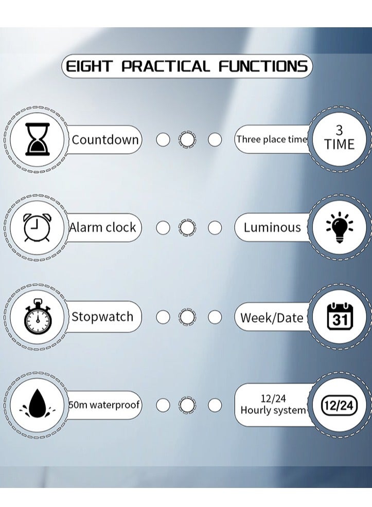 ساندا ساعة إلكترونية عصرية للرجال مزودة بشاشة مزدوجة متعددة الوظائف وإضاءة ليلية رائعة ورياضية خارجية مقاومة للماء - Image 3