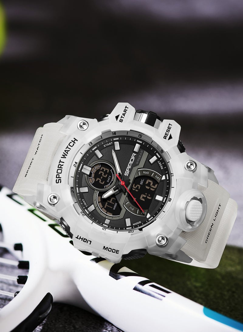 ساندا ساعة إلكترونية عصرية للرجال مزودة بشاشة مزدوجة متعددة الوظائف وإضاءة ليلية رائعة ورياضية خارجية مقاومة للماء - Image 2