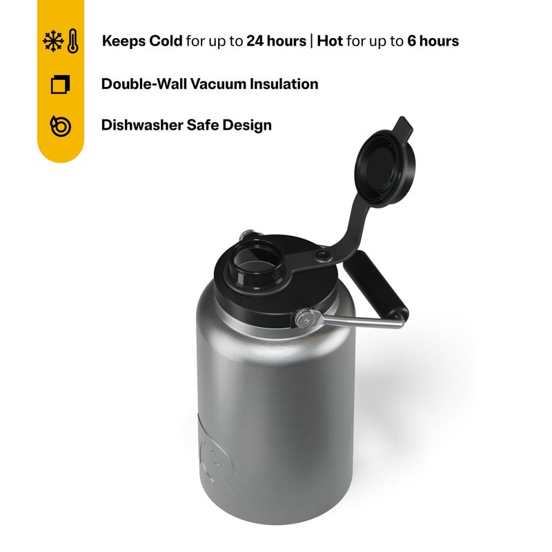 RTIC Half Gallon Outback Jug, Stainless Steel, Ceramic Lined Insulated Water Bottle with Lid and Handle, BPA-Free, Double Wall Vacuum Insulation, Stainless - Image 2