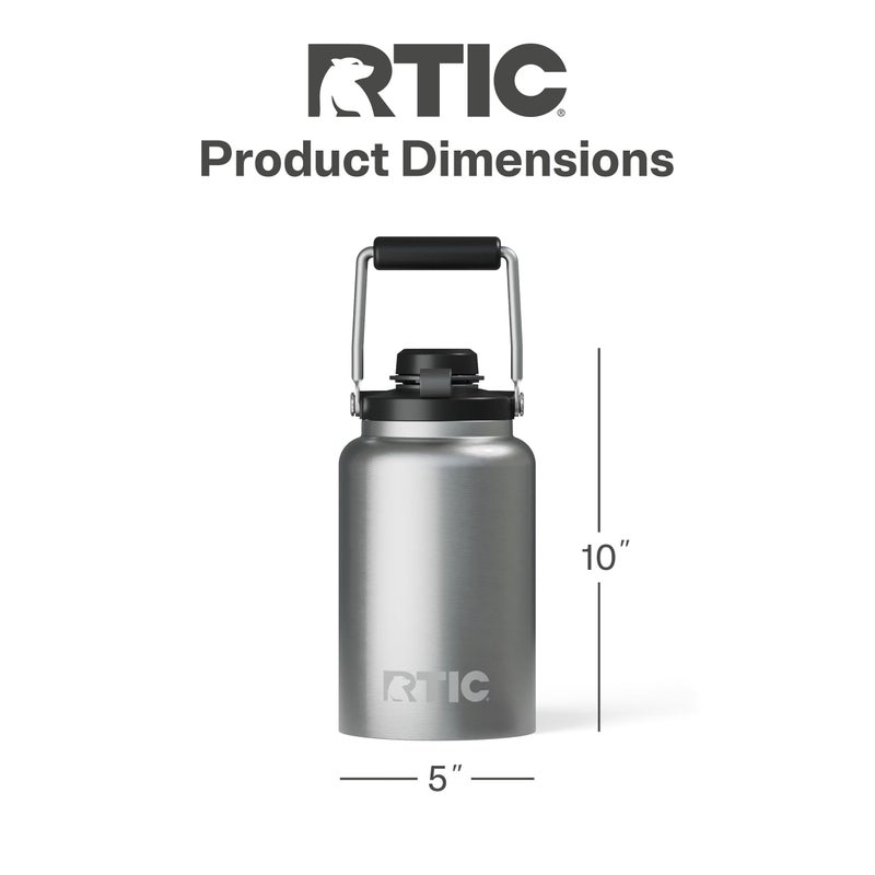 RTIC Half Gallon Outback Jug, Stainless Steel, Ceramic Lined Insulated Water Bottle with Lid and Handle, BPA-Free, Double Wall Vacuum Insulation, Stainless - Image 4