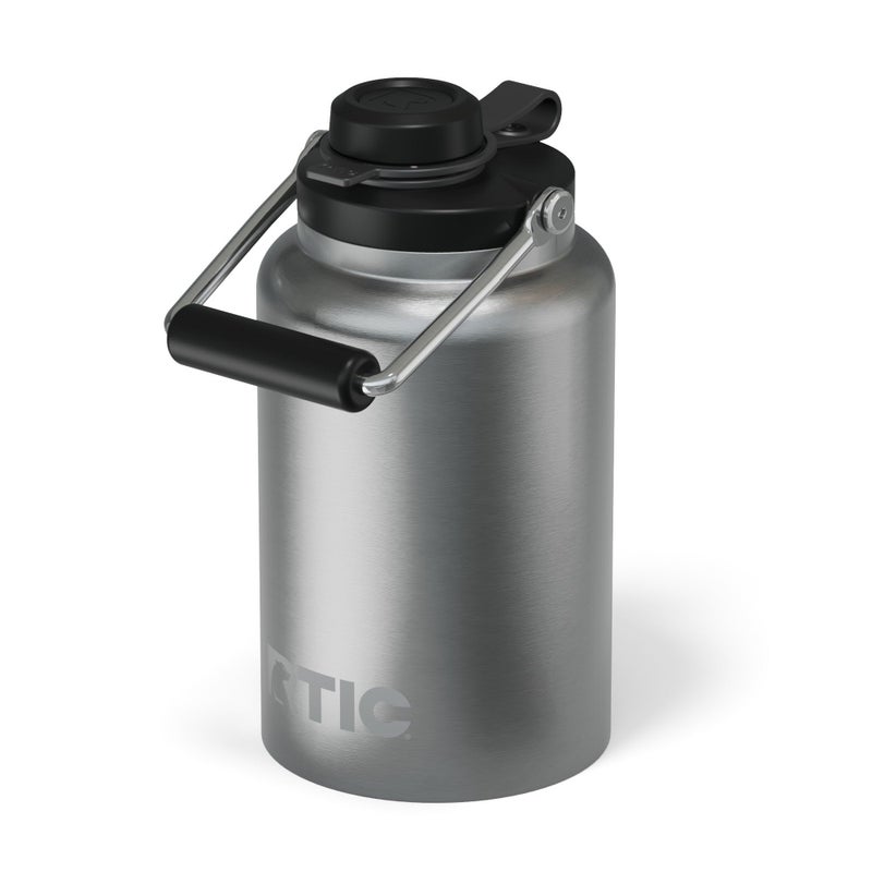 RTIC Half Gallon Outback Jug, Stainless Steel, Ceramic Lined Insulated Water Bottle with Lid and Handle, BPA-Free, Double Wall Vacuum Insulation, Stainless - Image 1