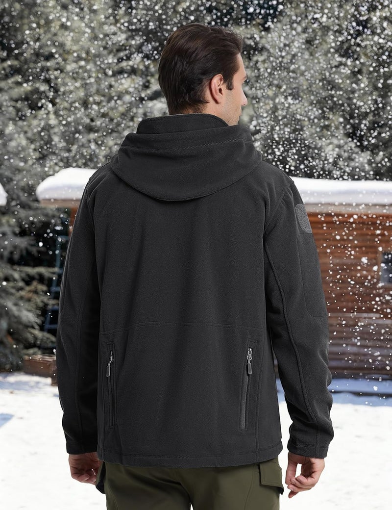 TACVASEN Men's Tactical Fleece Jacket - Windproof Full Zip Hoodie for Winter - Image 2