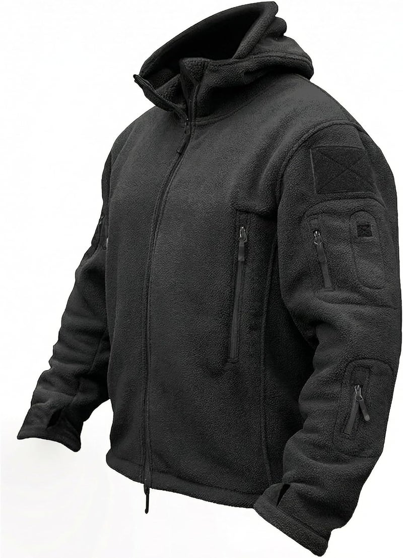 TACVASEN Men's Tactical Fleece Jacket - Windproof Full Zip Hoodie for Winter - Image 1