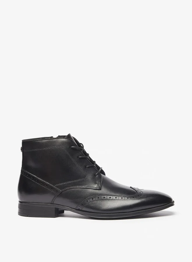 DUCHINI Men's Solid Ankle Boots with Zip Closure