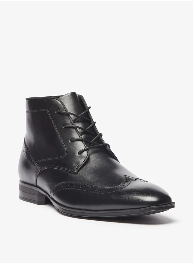DUCHINI Men's Solid Ankle Boots with Zip Closure