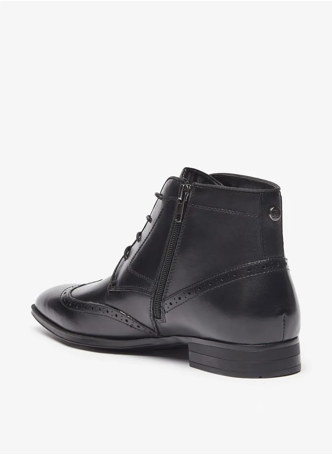DUCHINI Men's Solid Ankle Boots with Zip Closure