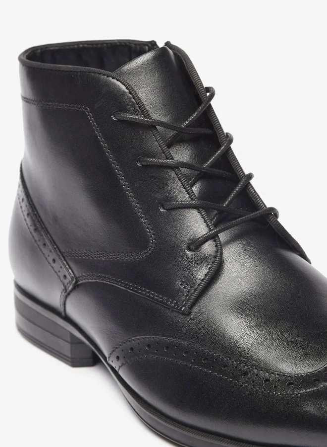 DUCHINI Men's Solid Ankle Boots with Zip Closure